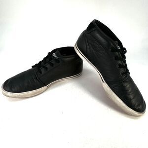 LACOSTE 'Ampthill LCR' Mens Size 9.5 US Shoes Black Leather Red & White Sole
